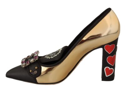 Dolce & Gabbana - Elegant Spiked Gemstone Heels in Gold and Black