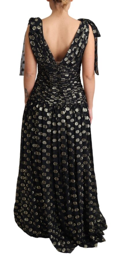 Dolce & Gabbana - Elegant Maxi Black Silk Dress with Metallic Accent