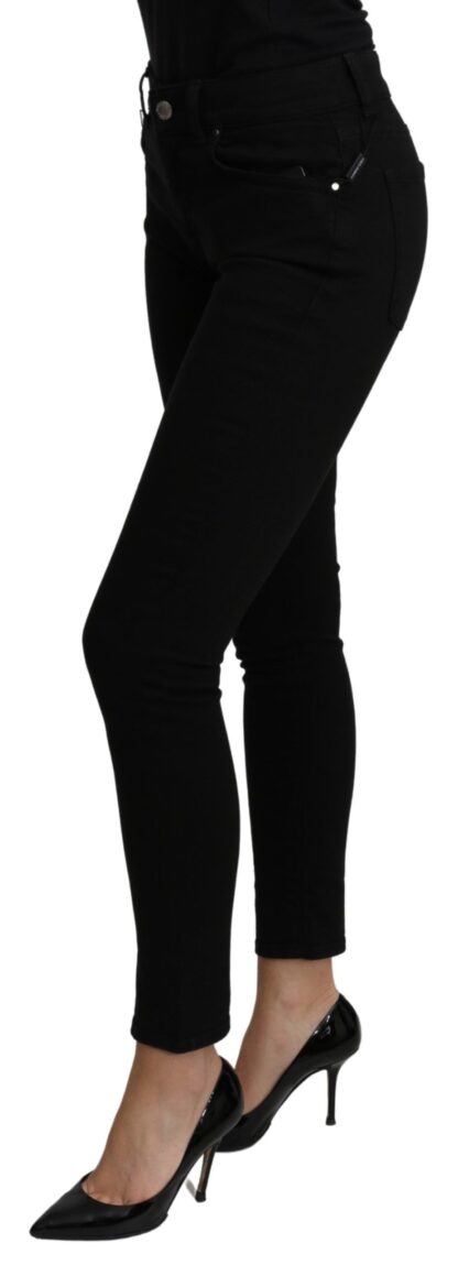 Dolce & Gabbana - Sleek Black Mid Waist Slim Fit Cropped Jeans