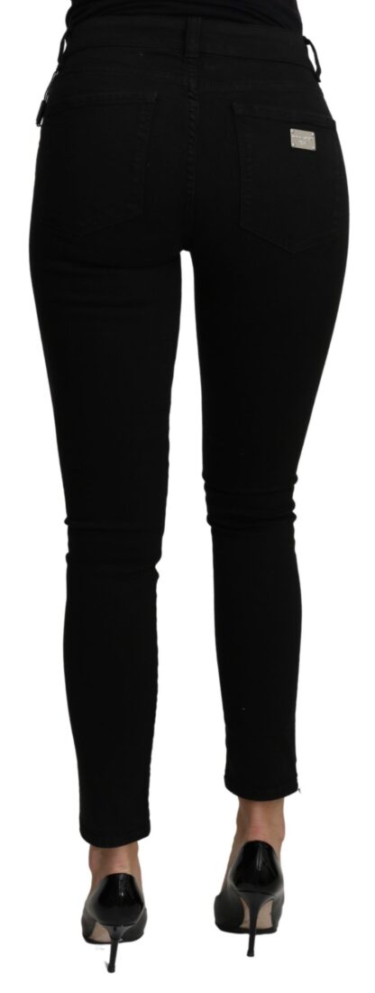 Dolce & Gabbana - Sleek Black Mid Waist Slim Fit Cropped Jeans