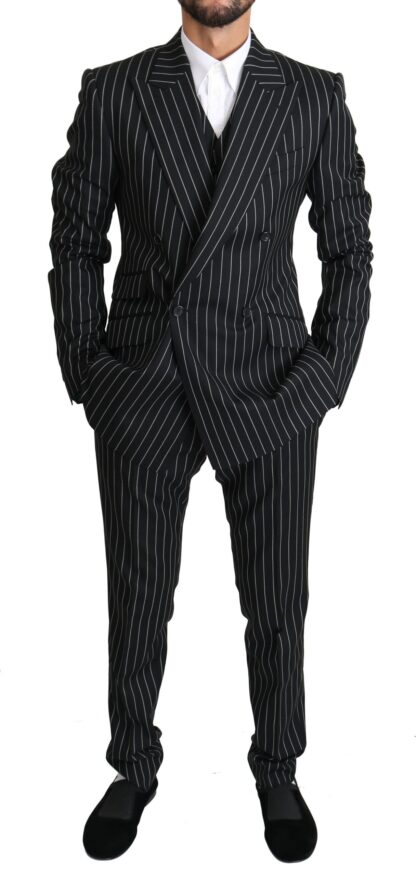 Dolce & Gabbana - Elegant Black Striped Three-Piece Suit