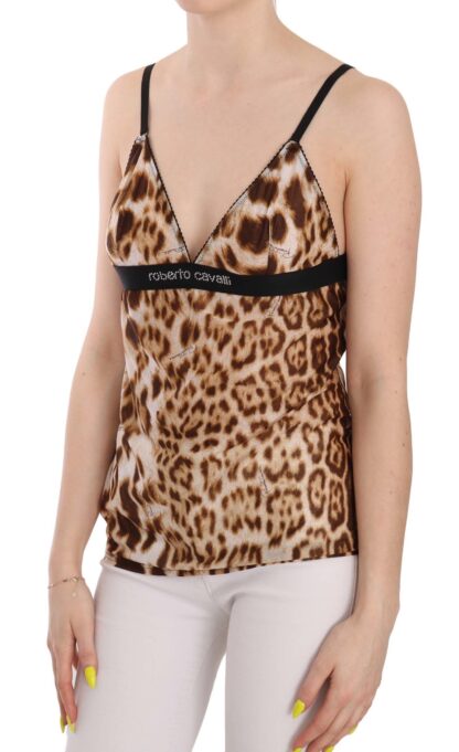 Roberto Cavalli - Sultry Leopard Spaghetti Strap Silk Top