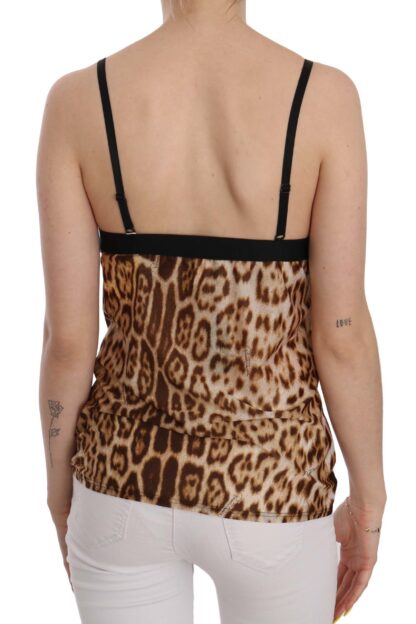 Roberto Cavalli - Sultry Leopard Spaghetti Strap Silk Top