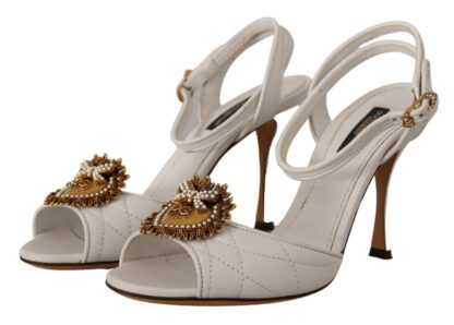 Dolce & Gabbana - Devotion White & Gold Heeled Sandals