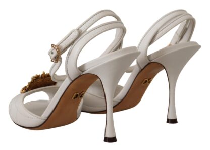 Dolce & Gabbana - Devotion White & Gold Heeled Sandals