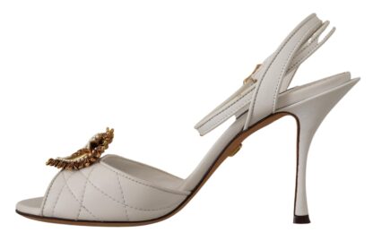 Dolce & Gabbana - Devotion White & Gold Heeled Sandals