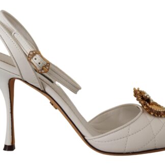 Dolce & Gabbana - Devotion Leather Slingback Pumps - Elegant Green Heels