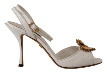 Dolce & Gabbana - Devotion White & Gold Heeled Sandals