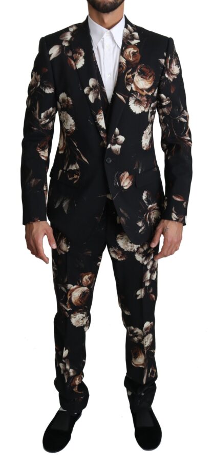 Dolce & Gabbana - Elegant Black Floral Martini Suit