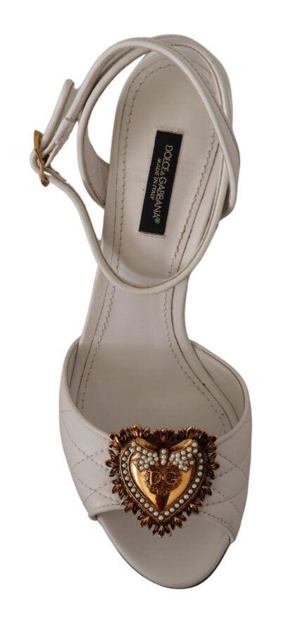 Dolce & Gabbana - Devotion White & Gold Heeled Sandals