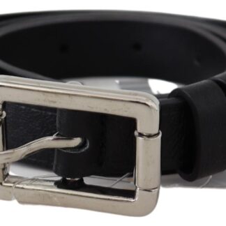 GF Ferre - Elegant Solid Black Leather Belt