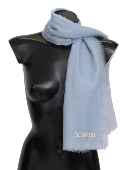 Missoni - Light Blue Cashmere Unisex Neck Wrap Scarf