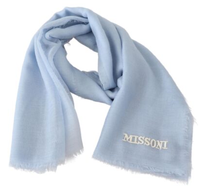 Missoni - Light Blue Cashmere Unisex Neck Wrap Scarf