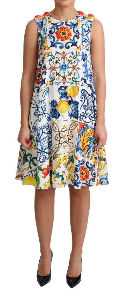 Dolce & Gabbana - Majolica Print A-Line Silk Dress