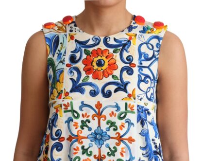 Dolce & Gabbana - Majolica Print A-Line Silk Dress