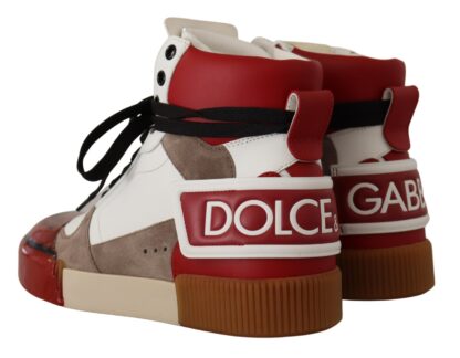 Dolce & Gabbana - High-Top Leather Sneakers - Pristine White & Accents