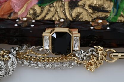 Dolce & Gabbana - Elegant Gold Silk Evening Clutch With Exotic Accents