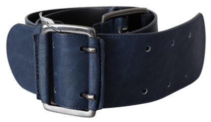 GF Ferre - Chic Blue Leather Belt with Silver Tone Hardware