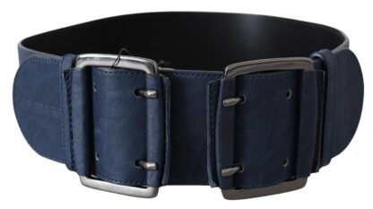 GF Ferre - Chic Blue Leather Belt with Silver Tone Hardware