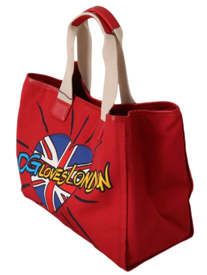 Dolce & Gabbana - Chic Red Cotton Leather Tote Travel Bag