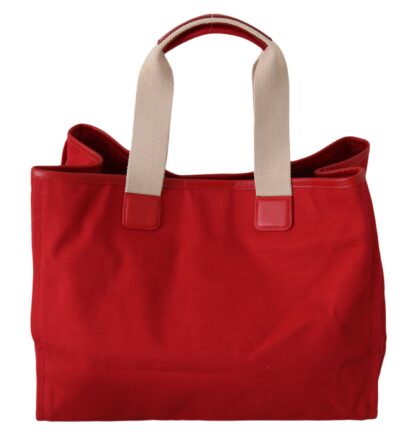 Dolce & Gabbana - Chic Red Cotton Leather Tote Travel Bag