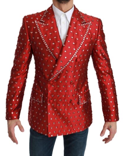 Dolce & Gabbana - Elegant Red Silk Double Breasted Blazer