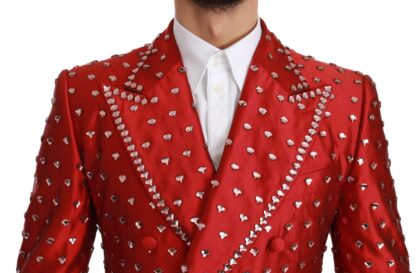 Dolce & Gabbana - Elegant Red Silk Double Breasted Blazer