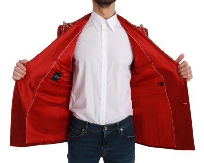 Dolce & Gabbana - Elegant Red Silk Double Breasted Blazer