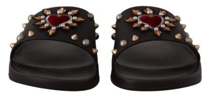 Dolce & Gabbana - Elegant Black Leather Slide Sandals