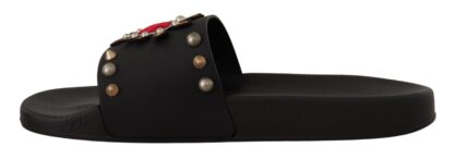 Dolce & Gabbana - Elegant Black Leather Slide Sandals