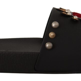 Dolce & Gabbana - Exquisite Black & Burgundy Leather Slides