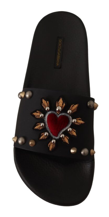 Dolce & Gabbana - Elegant Black Leather Slide Sandals