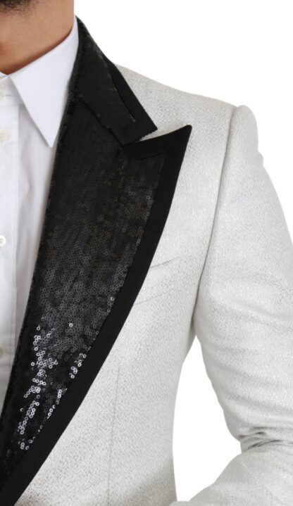 Dolce & Gabbana - White Sequined Slim Fit Jacket Blazer