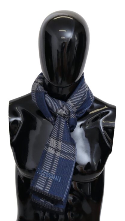 Missoni - Elegant Wool Plaid Scarf with Logo Embroidery