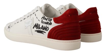 Dolce & Gabbana - Elegant White Sneakers with Red Detailing