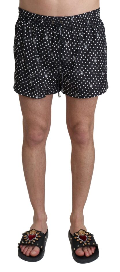 Dolce & Gabbana - Elegant Black Polka Dot Swim Trunks