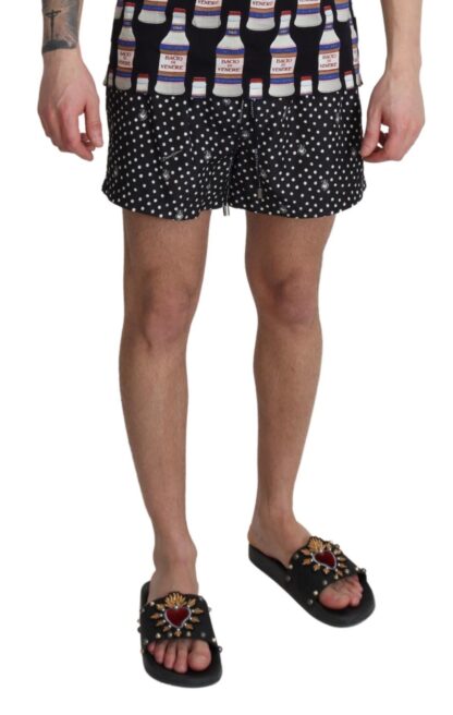 Dolce & Gabbana - Elegant Black Polka Dot Swim Trunks