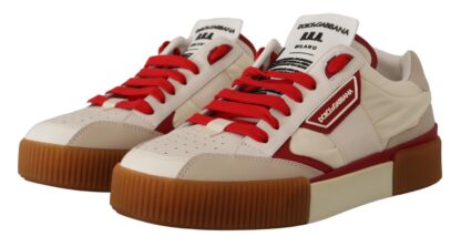 Dolce & Gabbana - Stylish White and Red Low Top Sneakers