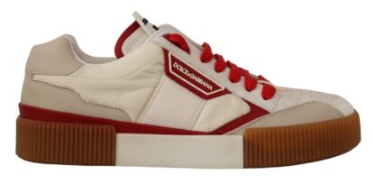 Dolce & Gabbana - Stylish White and Red Low Top Sneakers