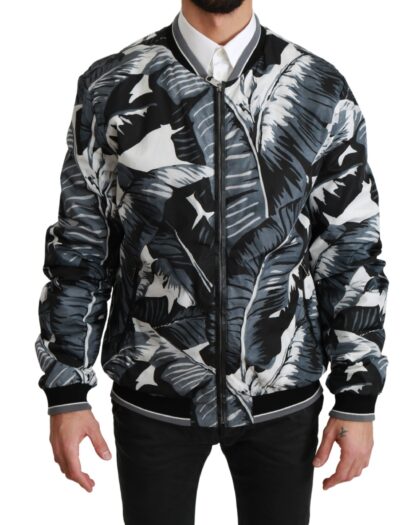 Dolce & Gabbana - Black Banana Leaf Print Bomber Jacket