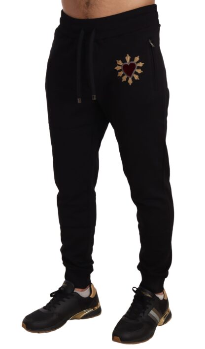 Dolce & Gabbana - Elegant Black Sweatpants with Heart Patch