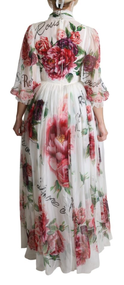 Dolce & Gabbana - Elegant Floral Scarf Neck Pleated Gown