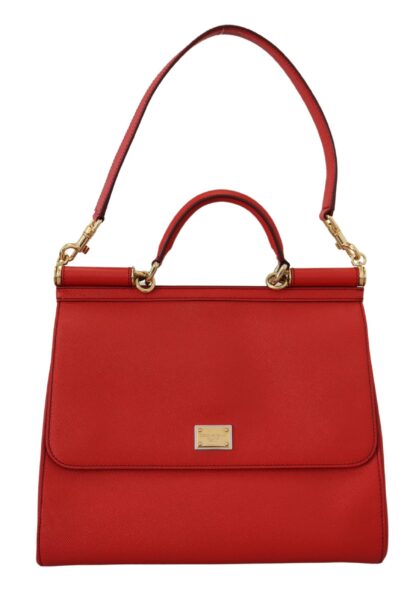 Dolce & Gabbana - Sicily Bag in Red Leather with Gold Accents