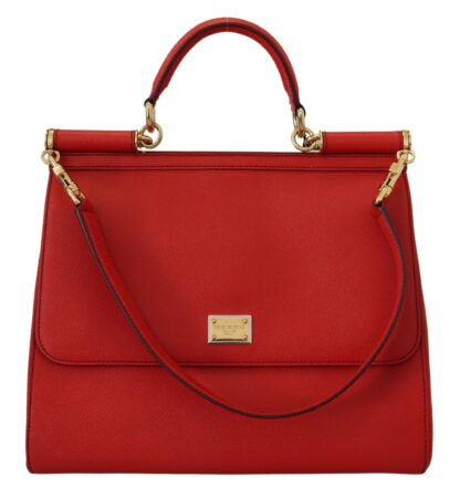 Dolce & Gabbana - Sicily Bag in Red Leather with Gold Accents