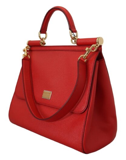 Dolce & Gabbana - Sicily Bag in Red Leather with Gold Accents