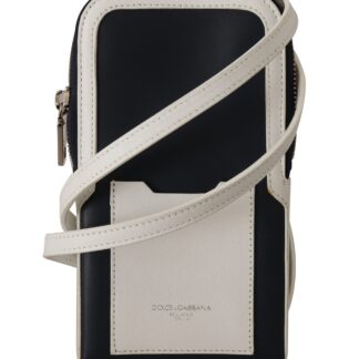 Dolce & Gabbana - Sleek Black Leather Phone Pocket Neck Strap