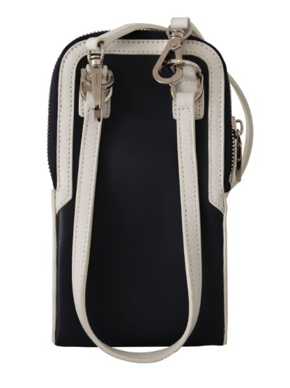 Dolce & Gabbana - Elegant Blue Leather Phone Pocket Neck Strap