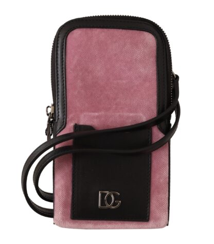 Dolce & Gabbana - Elegant Pink Velvet Phone Pouch with Strap