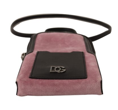 Dolce & Gabbana - Elegant Pink Velvet Phone Pouch with Strap