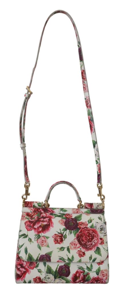 Dolce & Gabbana - Chic Floral Sicily Shoulder Bag in White Leather